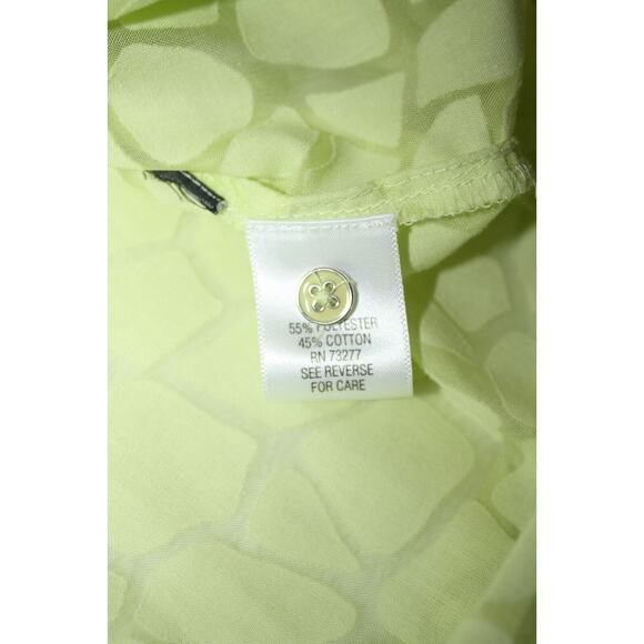 Dana Buchman Large Long Roll Tab Sleeve Neon Green Lightweight 3/4 Button Down - Picture 5 of 5